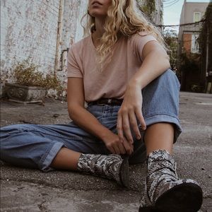 Faux snakeskin boots